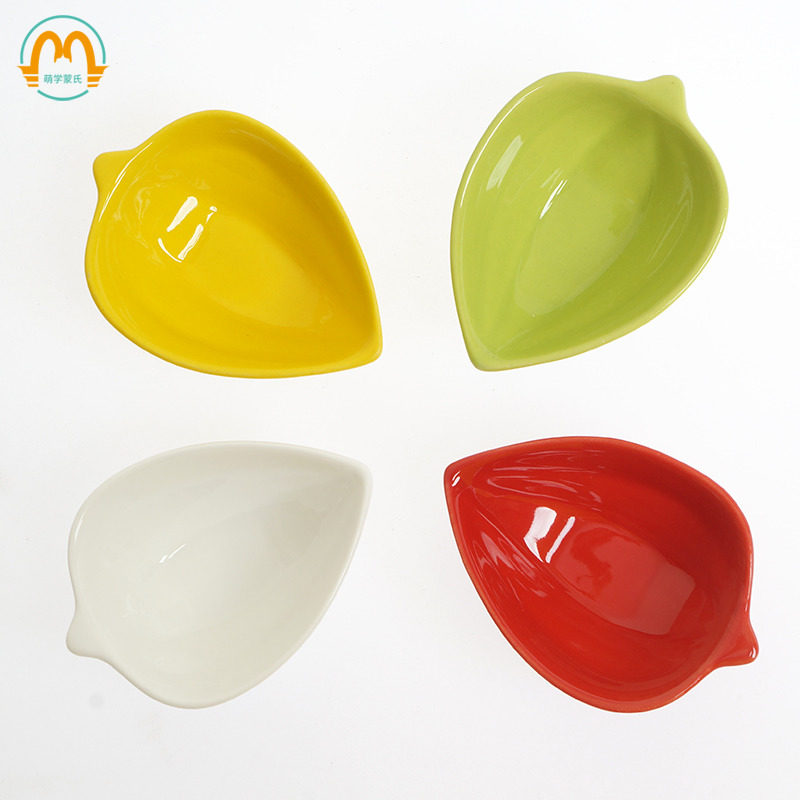 Mengs early teaches life teaching color leaf-shaped dish to contain ceramic dish pointed dish