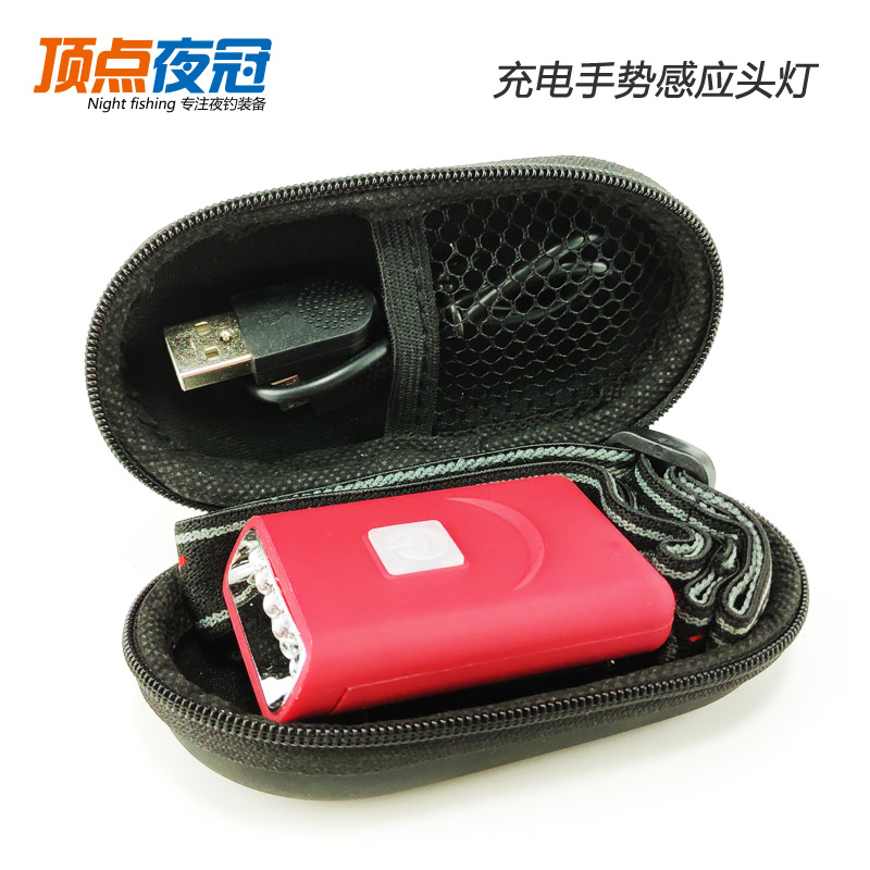 Beijing Verx Night Crown Head Wears Clip Cap Waving Induction Headlamp Smart USB Charging Red Bait Light Night Fishing Light