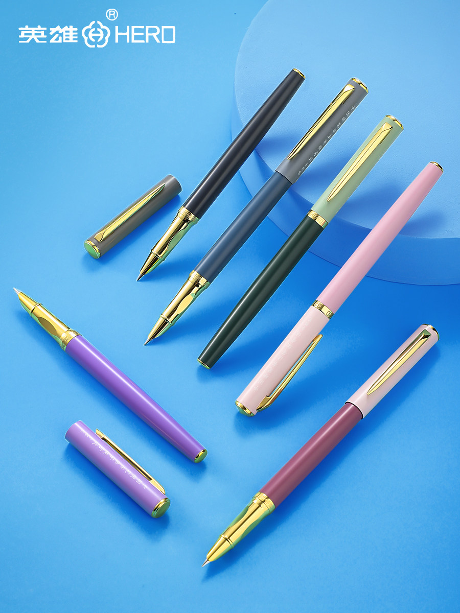 Hero Brand Fountain Pen for Elementary School Students, Suitable for Third and Fourth Graders, Beginner Calligraphy Practice, High-End and Exquisite, Suitable for Both Boys and Girls, Gift-Giving, Correct Posture Calligraphy Pen, Refillable Ink Cartridges, Hard Pen, Engraving, Official Flagship