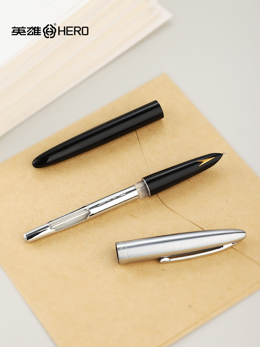 Hero Fountain Pen for Elementary School Students, Dark Nib Calligraphy Pen 329-2, Iridium Gold Pen, Squeeze-Ink, Classic Vintage Style, Student Writing Ink Pen, Calligraphy Pen, Official Genuine Flagship Product