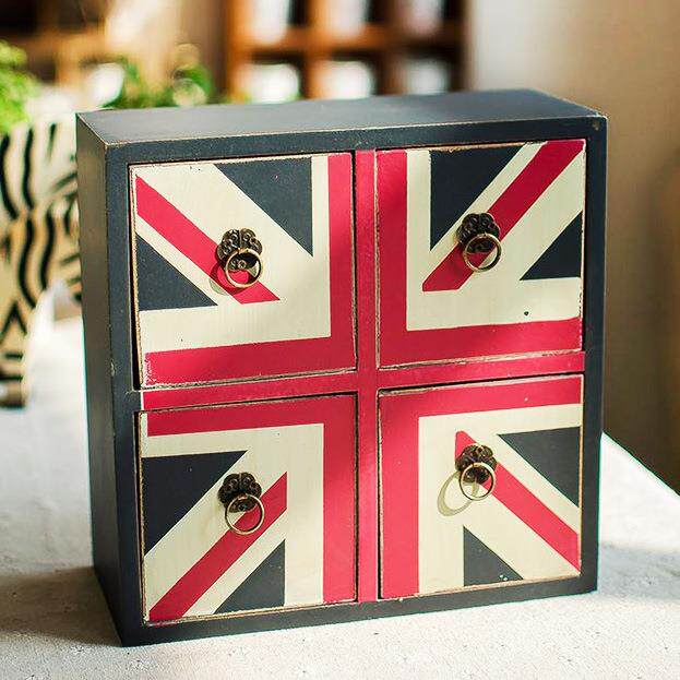 British style old wooden 4 pumping jewelry storage wooden box home storage box desktop decoration home decoration