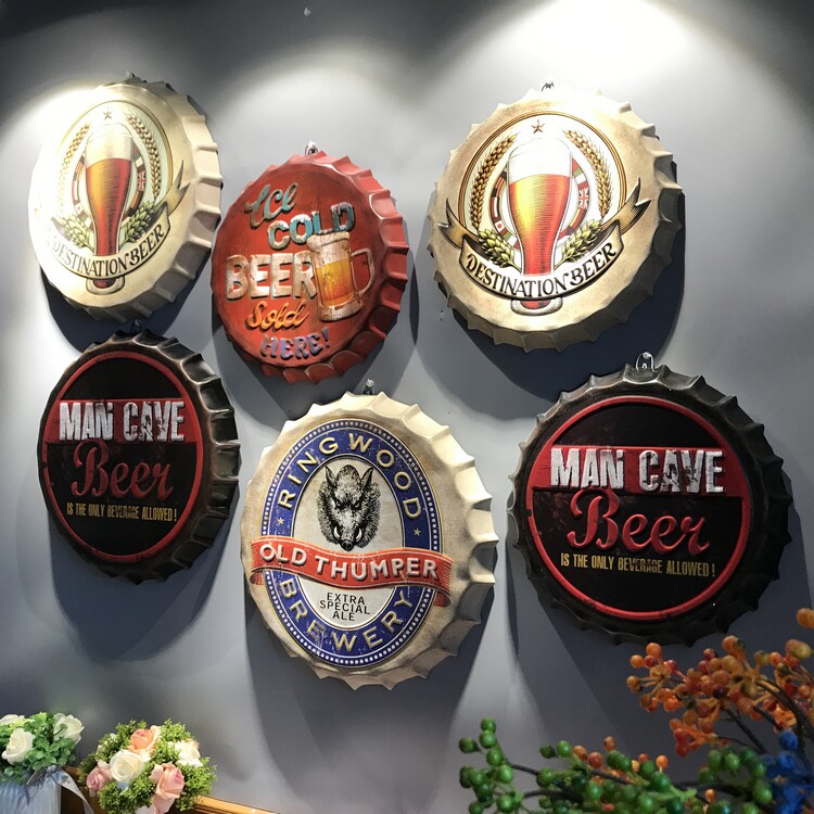 Industrial wind vintage iron bottle cap bar wall decoration wall wall hanging wall wall