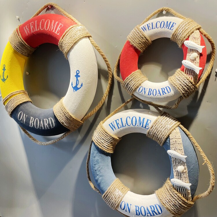 Mediterranean style lifebuoy swimming ring wall decoration wall hanging creative home hotel dining room restaurant marine decoration