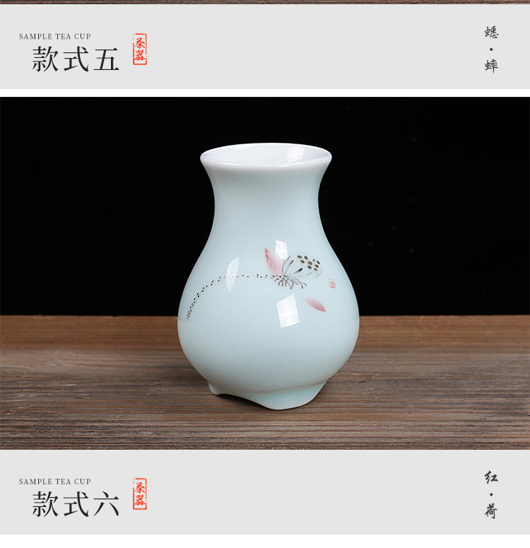 Hoa Yuxuan Celadon chèn bình gốm trang trí phòng khách Nước Mỹ cắm hoa Weimei trang trí văn phòng - Vase / Bồn hoa & Kệ chậu nhựa trắng