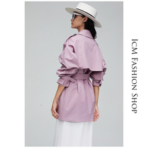 Light purple British windbreaker jacket womens 2021 early spring new medium-long b family small man chic Korean version taro purple