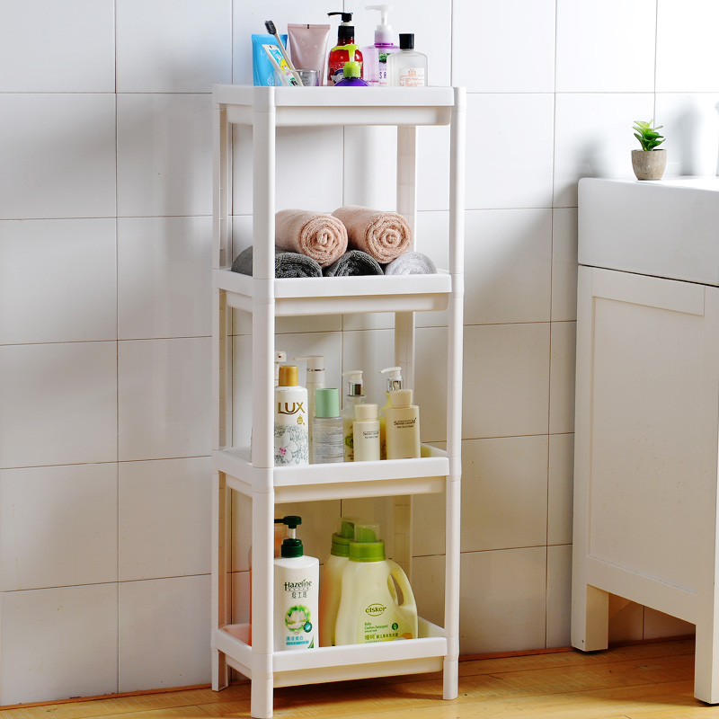 Plastic floor shelf Bathroom corner shelf Kitchen storage rack Toiletries display rack Four-layer rack