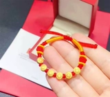 Золотые медные монеты, золотой браслет с одной бусиной, аксессуар, на удачу, 3D