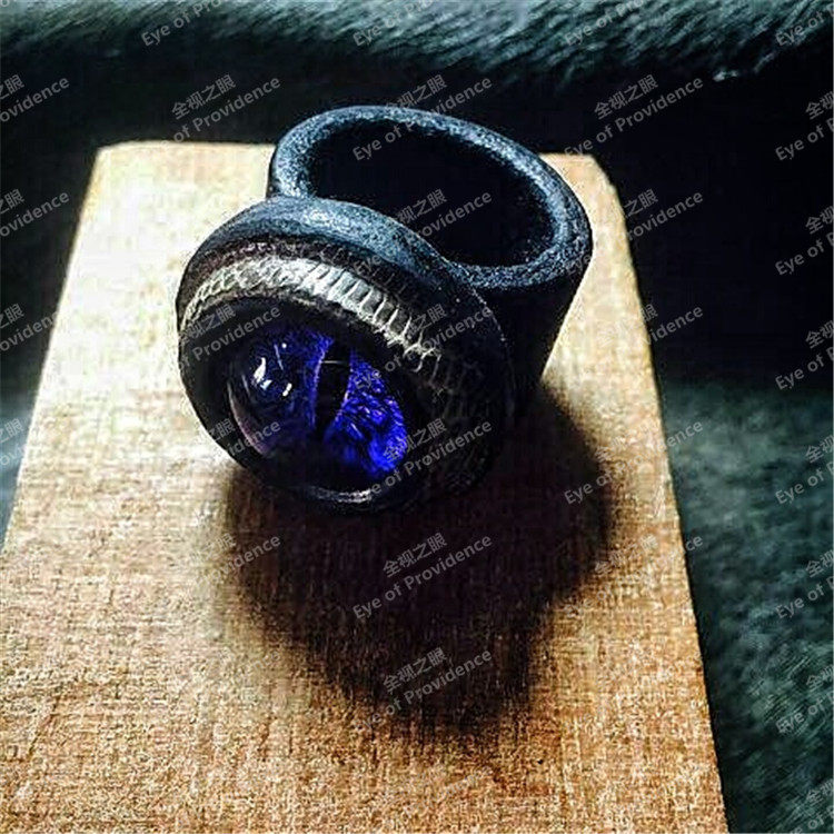 Original designer handmade lizard skin eyeball ring