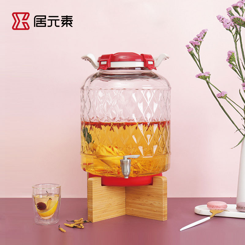 Juyuan Element Pat Glass Sealed Jar Large Capacity Fruit Vinegar Jar Pickle Fermentation Jar Household 15kg Fermentation Bucket