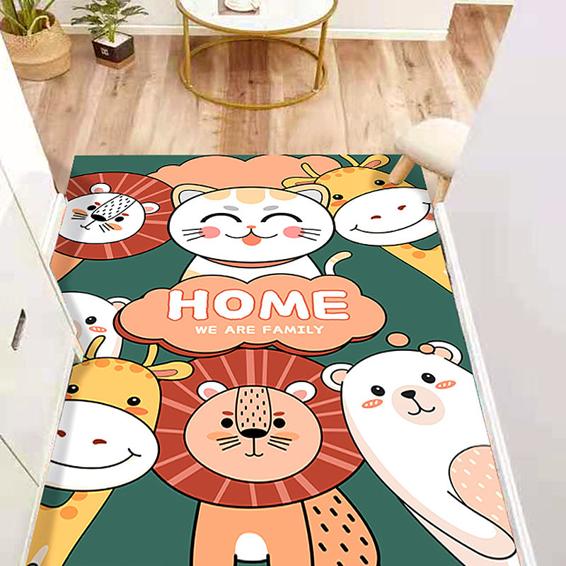 Floor mat entrance door mat leather mat carpet entrance foot pad cartoon pu mat kitchen balcony foot pad washless cut