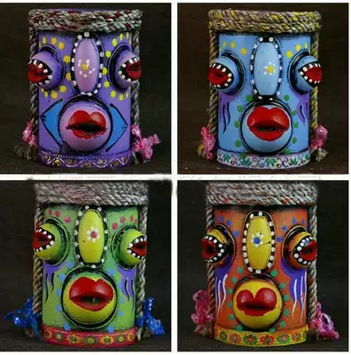 Yunnan handmade pen holder swallowing Yunnan Dongba cartoon pen holder ethnic style bamboo pen holder pendulum