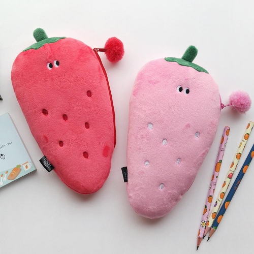 Korea pinkfoot cute carrot pen bag Plush student stationery bag storage bag Three-dimensional makeup bag pen bag