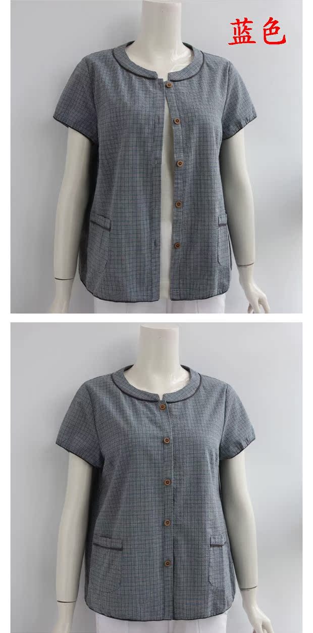 Áo mẹ trung niên áo sơ mi tay ngắn mùa hè cotton mới tay ngắn tay áo rộng kích thước cotton áo thun nữ - Quần áo của mẹ áo kiểu tuổi 60