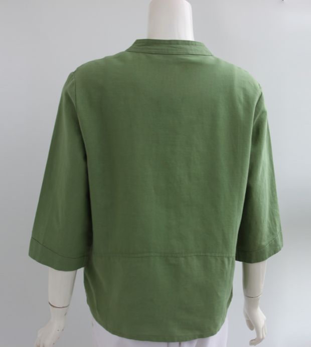 Phụ nữ trung niên đứng áo thêu cổ áo, mẹ khí ngoại, cotton mùa hè, áo sơ mi, sữa, sữa, áo sơ mi tay áo bảy phần tư - Quần áo của mẹ quần áo cho mẹ