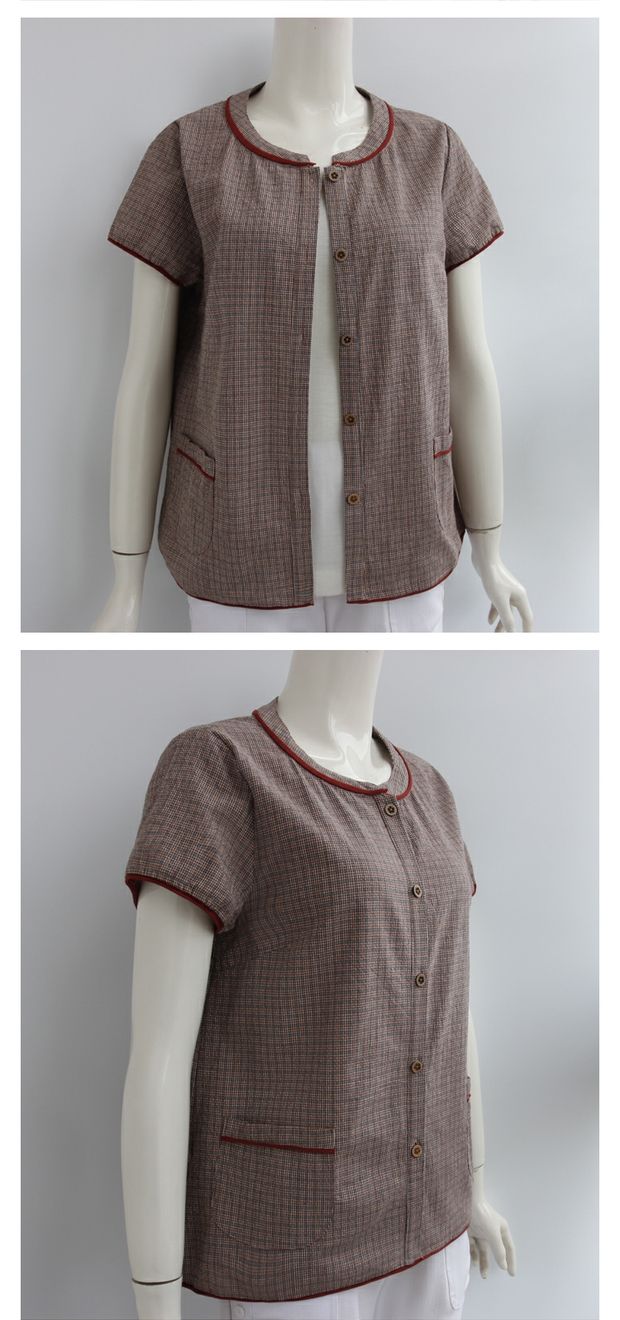 Áo mẹ trung niên áo sơ mi tay ngắn mùa hè cotton mới tay ngắn tay áo rộng kích thước cotton áo thun nữ - Quần áo của mẹ áo kiểu tuổi 60