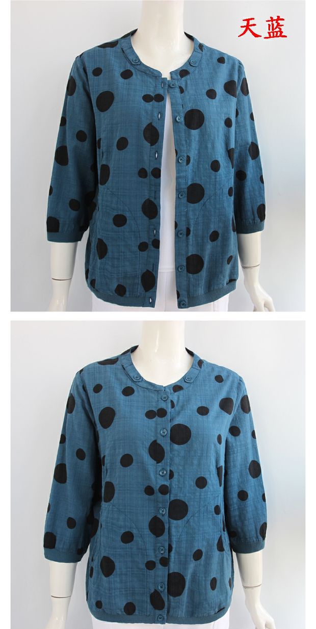Áo sơ mi trung niên 2019 áo mẹ cổ tròn áo len cardigan 60 tuổi áo sơ mi nữ mỏng - Quần áo của mẹ áo tuổi trung niên