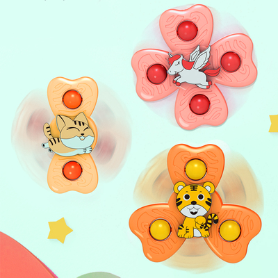 吸盘转转乐新生婴儿手摇铃洗澡玩具123岁宝宝益智早教3-6个月安抚