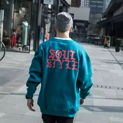 SOULSTYLE original hip hop Hip Hop Hip Hop plus velvet round neck thick cotton Tbboy loose pullover casual top