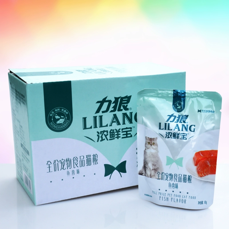 Lilang Nongxianbao thức ăn ướt cho mèo 1020g (85g * 12 gói) nước luộc thịt bò và cá tươi gói đồ ăn nhẹ cho mèo đóng hộp - Đồ ăn nhẹ cho mèo