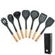 Silicone Spatula, Wooden Handle Silicone Kitchen Utensils 7-Piece Set, Kitchen Cooking Spoon and Spatula 6-Piece Set, Kitchen Utensils, Soup Spoon, Spatula