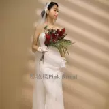 Корейская длинная кружевная фата невесты, ретро аксессуар для волос из жемчуга, кружевное платье