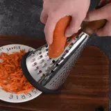 Рубанок для сыра из нержавеющей стали с деревянной ручкой, конусный рубанок из нержавеющей стали, вертикальная измельчитель чеснока, многофункциональная терка