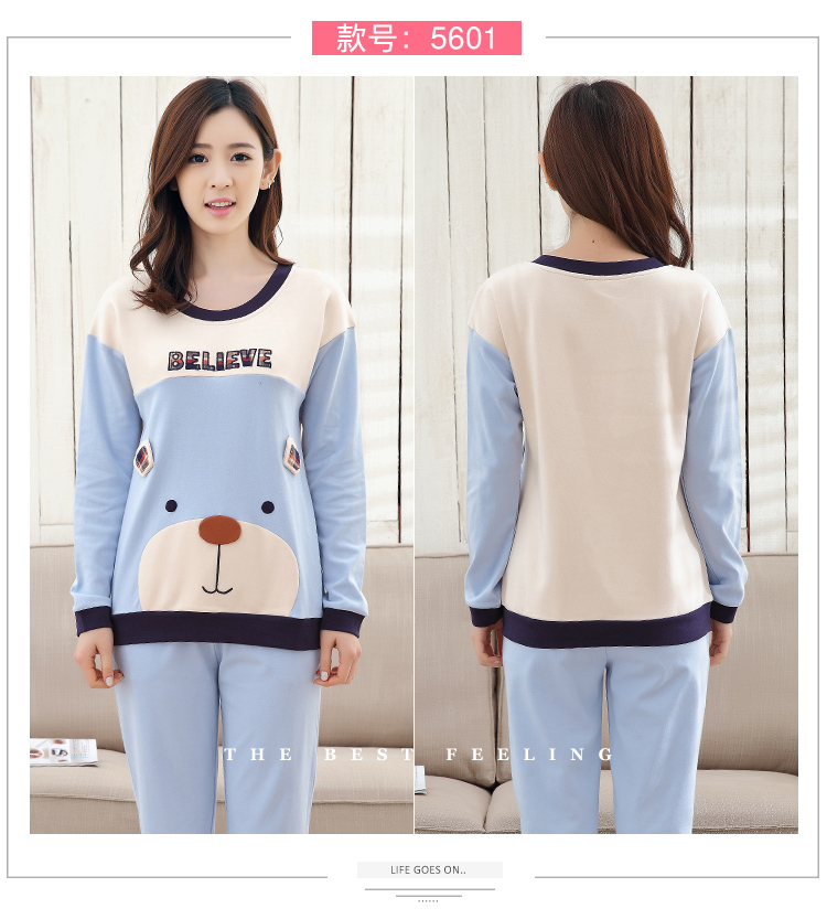 Đồ ngủ nữ mùa xuân và mùa thu mỏng phần cotton dài tay dễ thương có thể mặc đồ cotton tại nhà phù hợp với đồ hai dây mùa hè đồ mặc nhà cho cả gia đình
