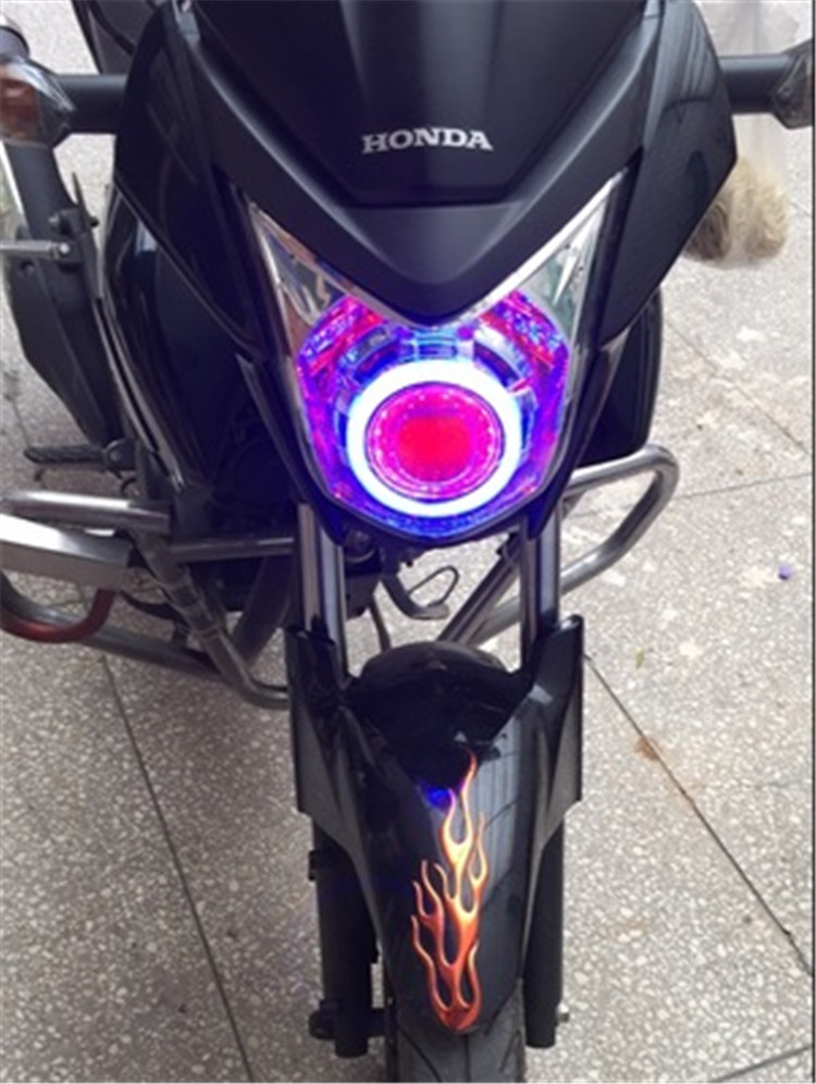 Honda bóng x150 ma thần của warcraft xe gắn máy tái trang bị ống kính ánh sáng kép xenon đèn pha lắp ráp thiên thần ma quỷ mắt đèn pha siêu sáng cho airblade 125