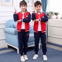 Primary school uniform Kindergarten garden uniform Spring and autumn uniform class suit British style Childrens sports suit Three-piece custom