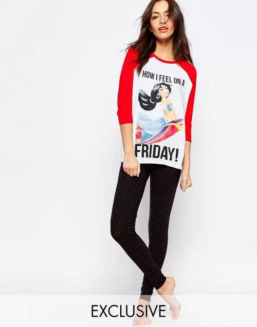 British Asos Petite Version Aladdin Print Girls' Cotton Pajama Set