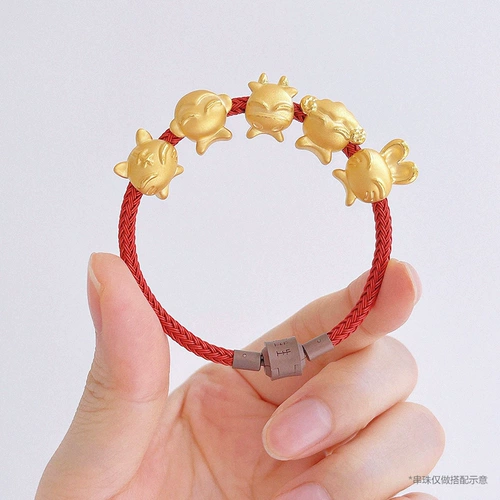 周生生 Очарование с веревкой 3 мм, ручная веревка, сделай сам, разноцветные бусины, браслет, плетеная веревка из нержавеющей стали