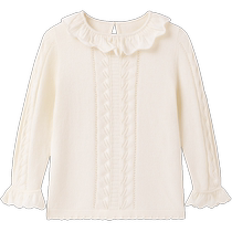 (Haute Couture Series) Yings childrens clothing long-sleeved sweater autumn solid color versatile cashmere pullover 2024 new style