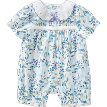 Yings baby floral jumpsuit doll collar baby clothes puff sleeves baby clothes newborn crawling clothes summer new style