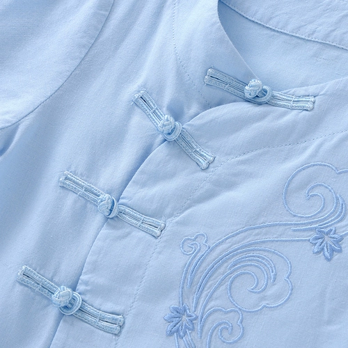 Детское ханьфу, костюм мальчика цветочника, комбинезон, штаны, летняя одежда, детская одежда, из хлопка и льна, китайский стиль