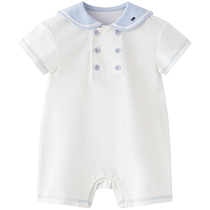 Yings baby clothes baby harem 2023 summer new short-sleeved cotton jumpsuit breathable rompers for boys and girls