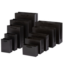 Black Paper Bag Spot Clothing Shop Hand Bag Thickened Gift Bag Packaging Film coated waterproof hand carrying bag