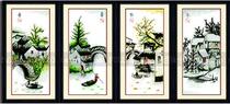 Cross-stitch electronic picture redrawing source file-Four Seasons Water Village Spring Summer Autumn and Winter