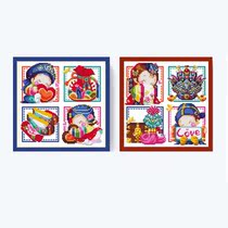 DMC self-supplied cross-stitch kit costume Korean bride bride 2 pieces of God-given good fortune to celebrate the wedding