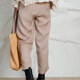 Shika Summer ບາງໆສະດວກສະບາຍ Linen Elastic ແອວບາດເຈັບແລະ Pants ຂອງແມ່ຍິງ Versatile Straight Pants ວັນນະຄະດີ NZ4393