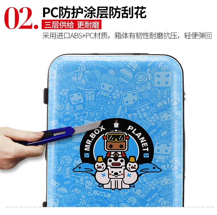 Zhang hộp nhỏ xe đẩy trường hợp Nanji huy hiệu phim hoạt hình anime mật khẩu hộp hành lý 20 inch caster vali - Va li