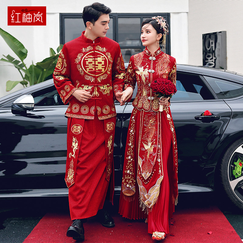 Xiuhe costume 2021 new bride Chinese wedding dress dragon phoenix gown wedding dress toast dress slim winter Xiuhe