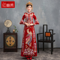 Red sleeve Lan Xiuhe dress bride 2021 new Chinese wedding wedding dress female Feng Guanxia red wedding dress cabinet dress cheongsam