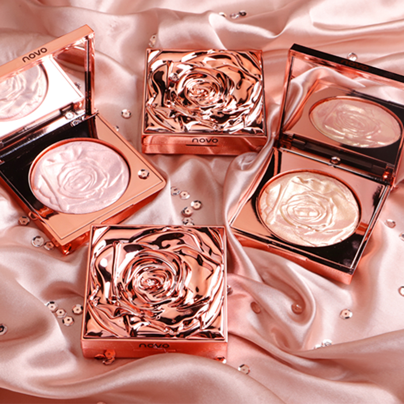 NOVO high-gloss powder Blush repair plate Powder powder One-piece glitter Face brightening Rose translucent fairy diamond