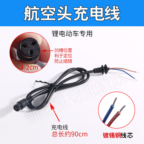 Lithium battery electric vehicle charging port Aviation head charger plug waterproof band hat 3 needle balance vehicle universal