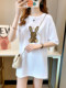 Loose-Fitting, Long-Sleeved T-Shirt for Women, Summer 2026 New Style, European Cotton, Mid-Length