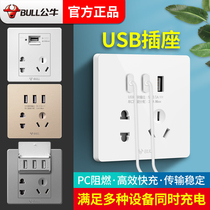 Bull five-hole socket with USB panel household switch concealed multi-function switch holder dual usp charging 5-hole flapper