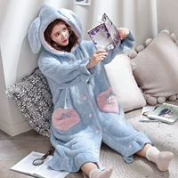 Женский халат синего цвета с сердечками