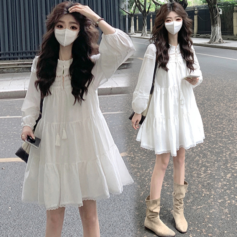 High-End Shirt-Style Maternity Dress, Spring New Style, Loose Mid-Length Top for Petite Figures, A-Line Babydoll Dress