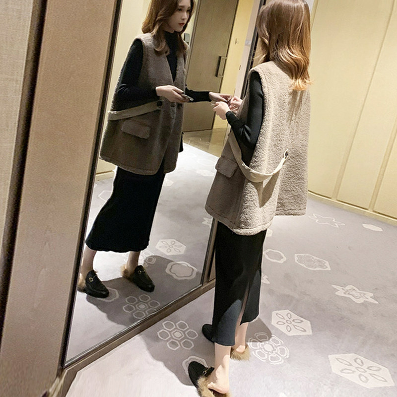 Maternity vest autumn winter wear large size lamb down maternity tops new autumn sleeveless jacket tide mom horse clip winter