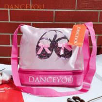 Dance storage hand carry one shoulder messenger princess bag sequin pink zipper ballet jazz chaladin yoga modern